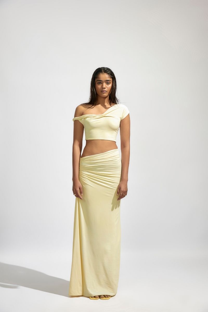 KIRA BUTTER YELLOW TOP AND SKIRT SET