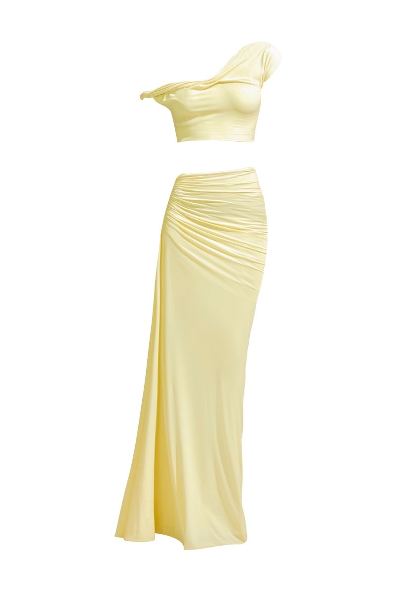 KIRA BUTTER YELLOW TOP AND SKIRT SET