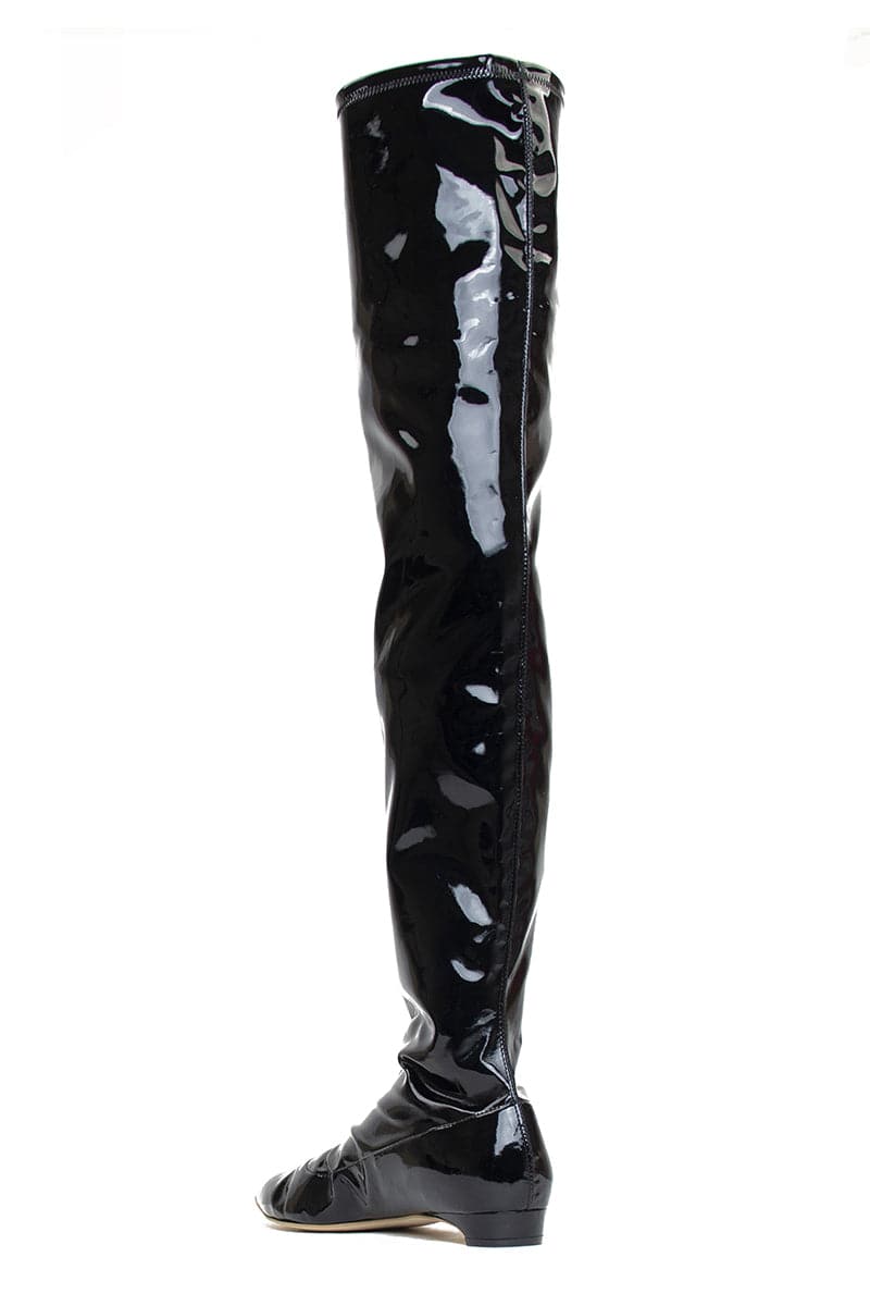 NICOLETTA BLACK PATENT-EFFECT BOOTS