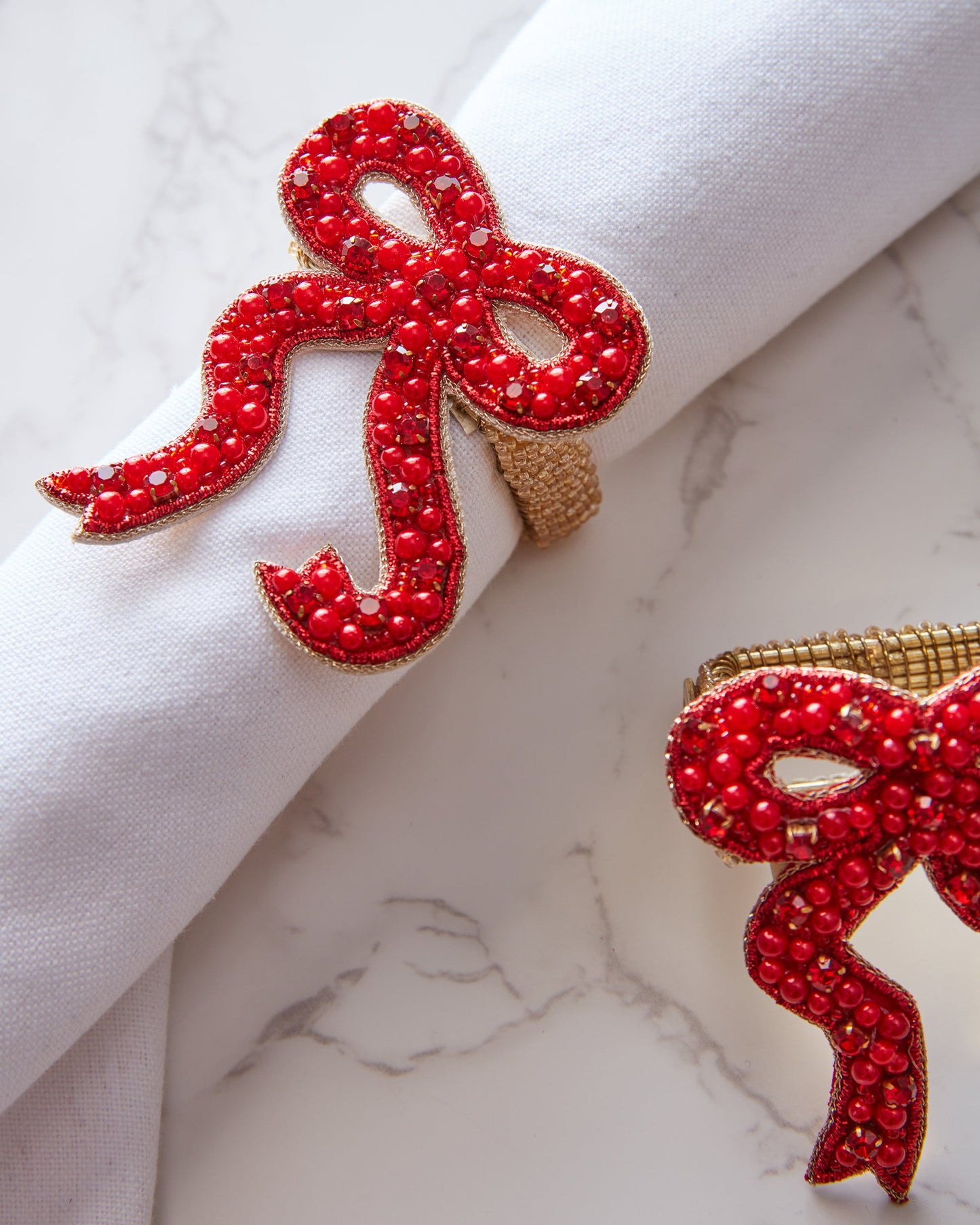 Dapper Dachshunds - Napkin Ring Set Of 4 - Red Multi