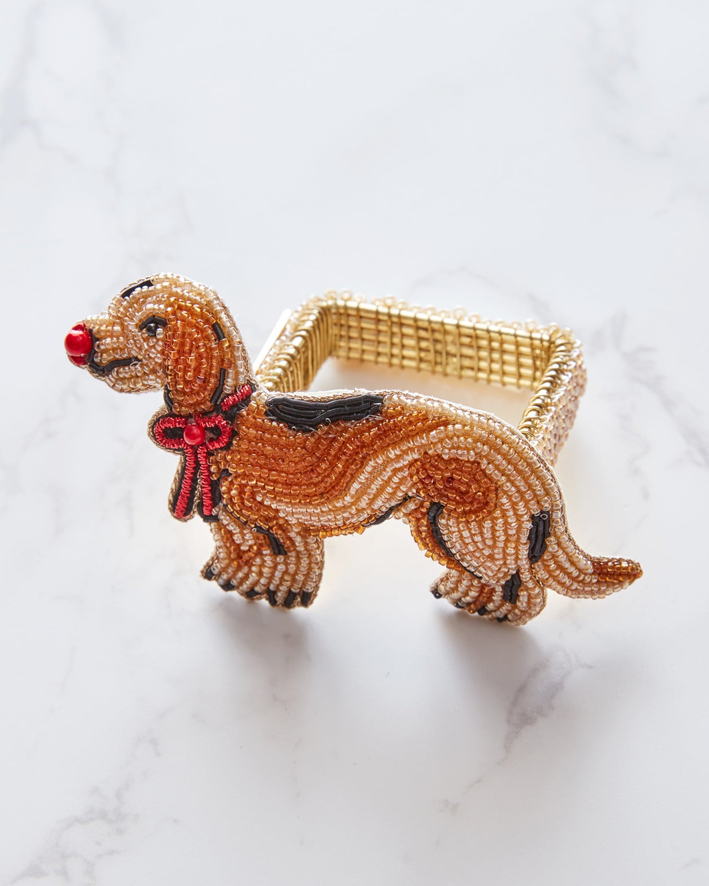 Dapper Dachshunds - Napkin Ring Set Of 4 - Red Multi