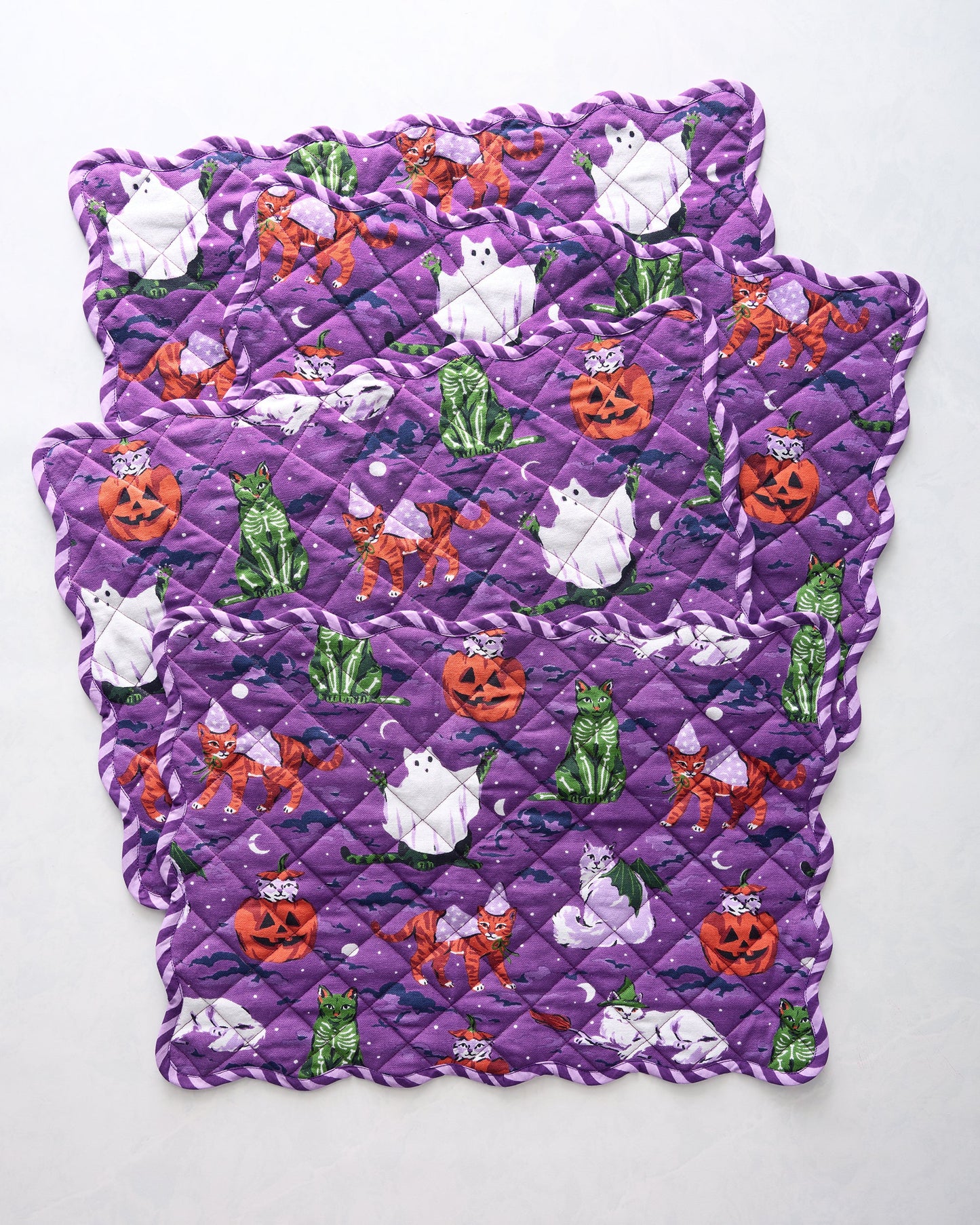 Halloween House Cats - Placemats Set Of 4 - Purple Tonic