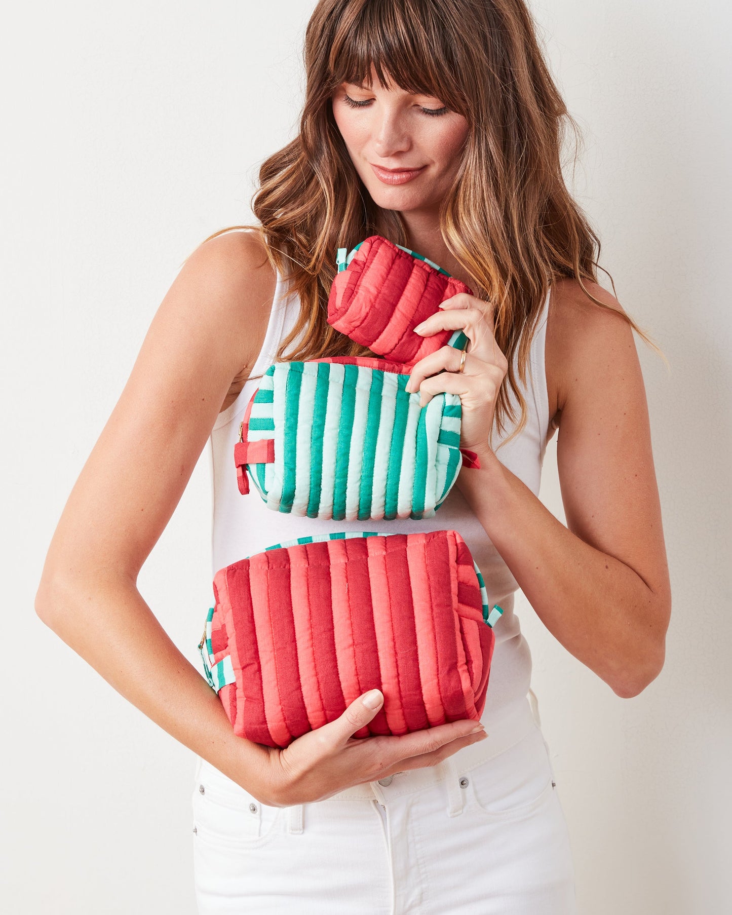 Holiday Stripes - Three's Best Pouch Set - Spearmint & Peppermint