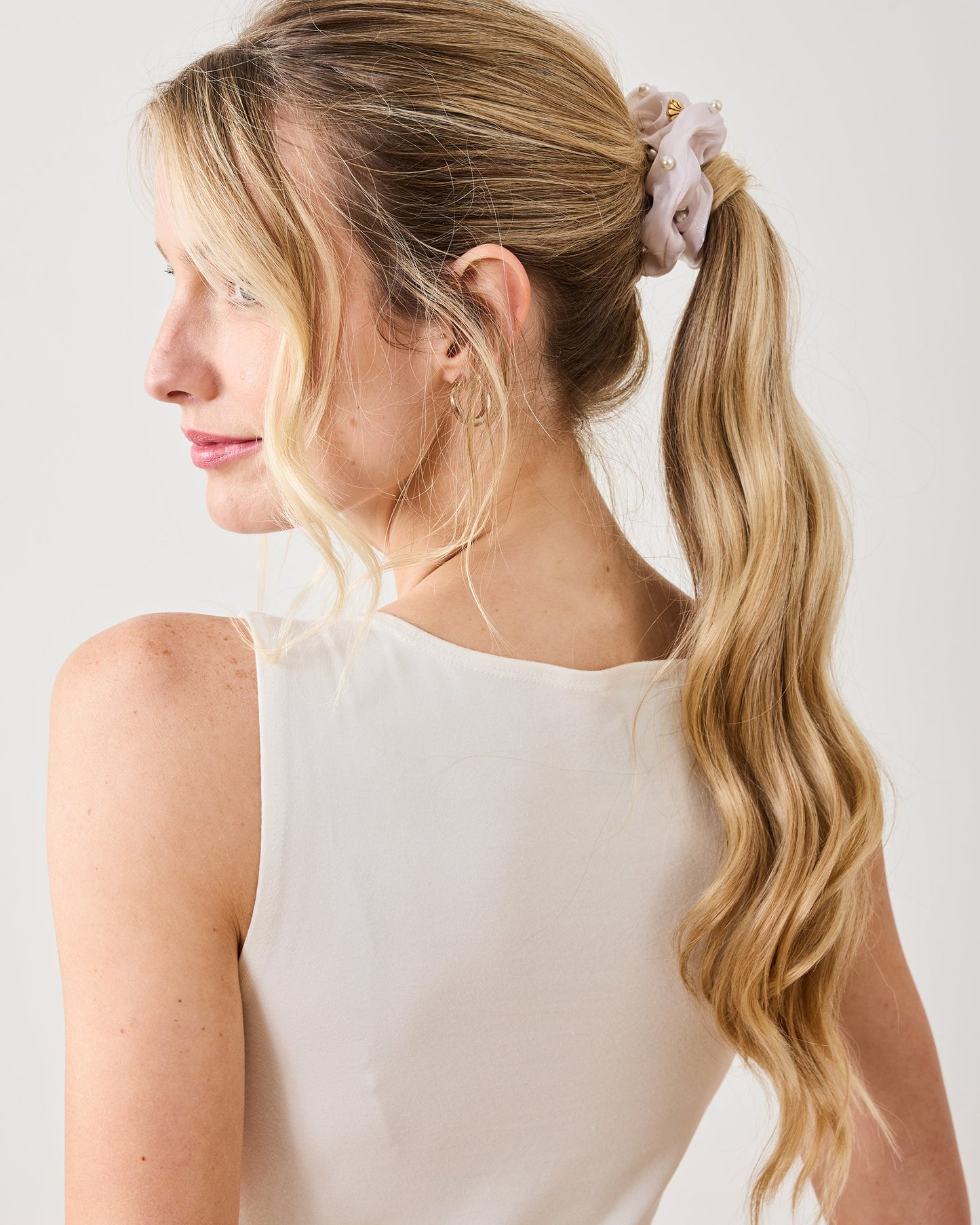 Ivory Pearl - Embellished Scrunchie