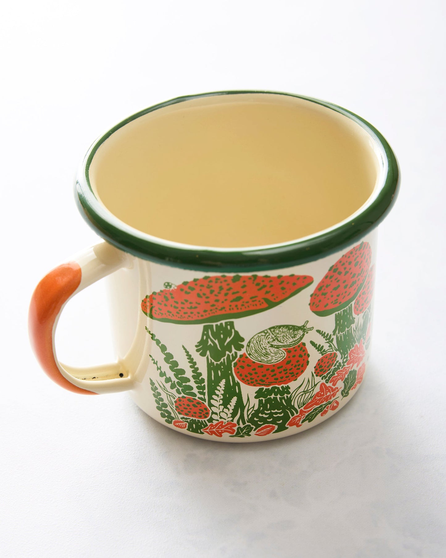 Cream - Toad & Mushrooms Enamel Camp Mug - Mustard Beetle