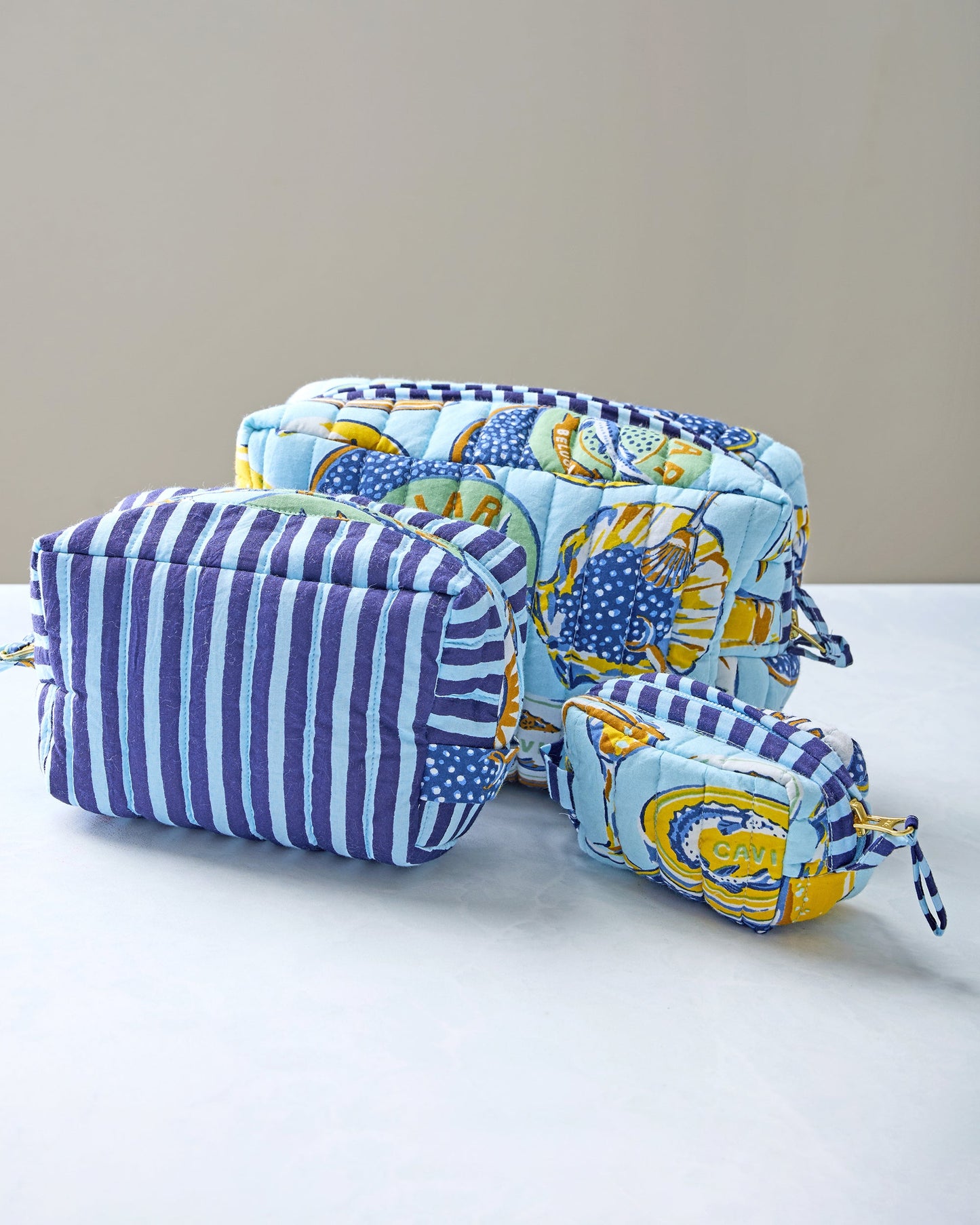 Champagne & Caviar - Three's Best Pouch Set - Pale Blue