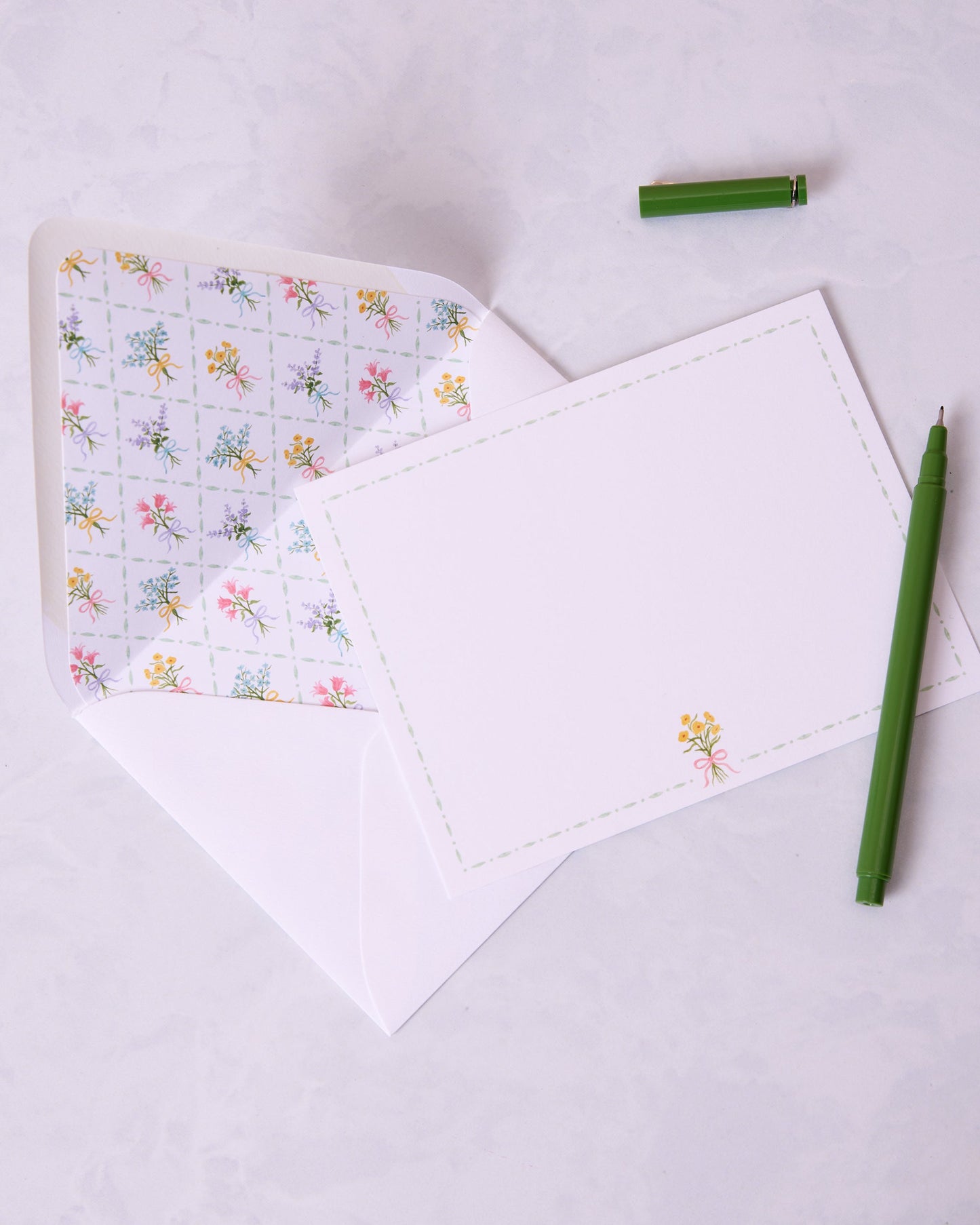 Cream - Bow Bouquet Notecard Set - Gloster Road