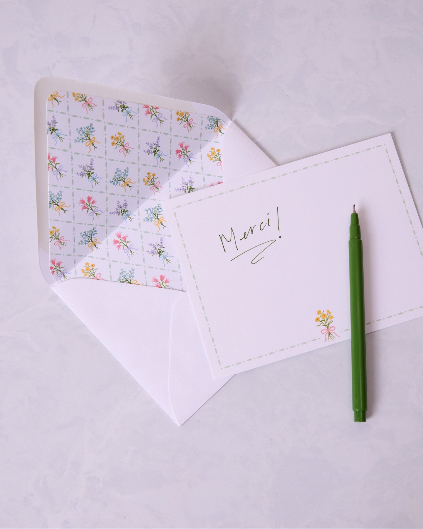 Cream - Bow Bouquet Notecard Set - Gloster Road