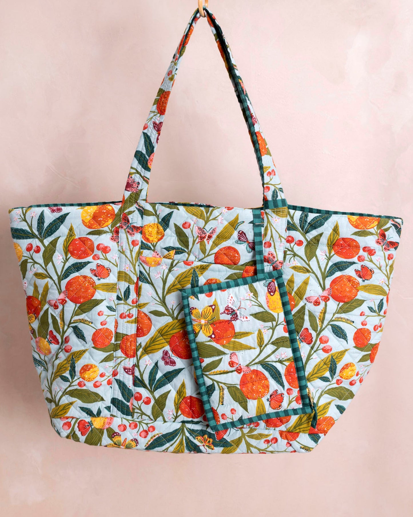 Butterfly Grove - Weekend Bag With Pouch - Soft Blue