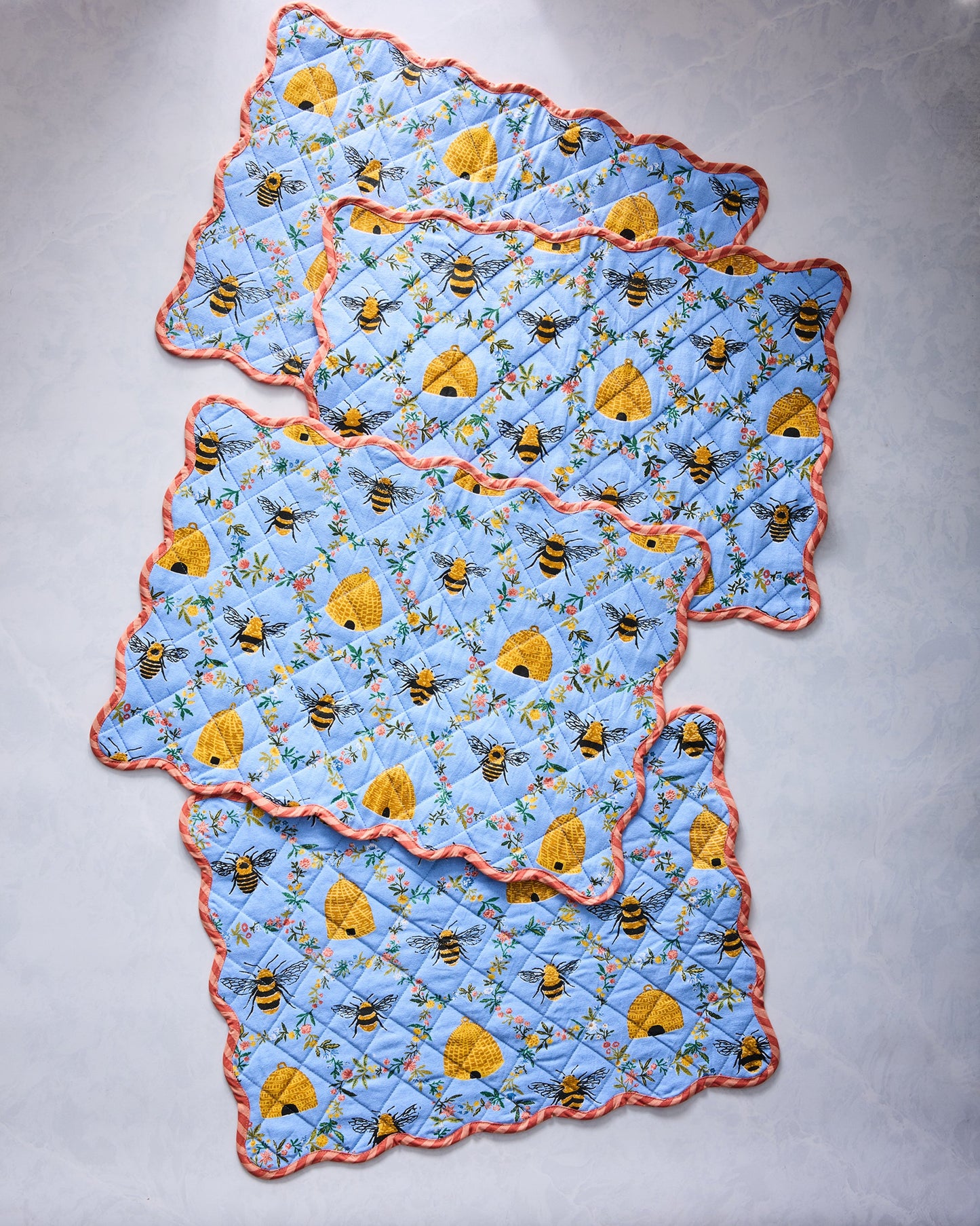 Sweet Bee - Placemats Set Of 4 - Soft Blue
