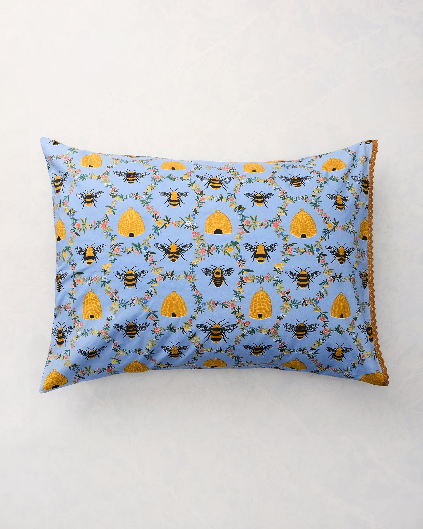 Sweet Bee - Pillowcase Set Of 2 - Soft Blue