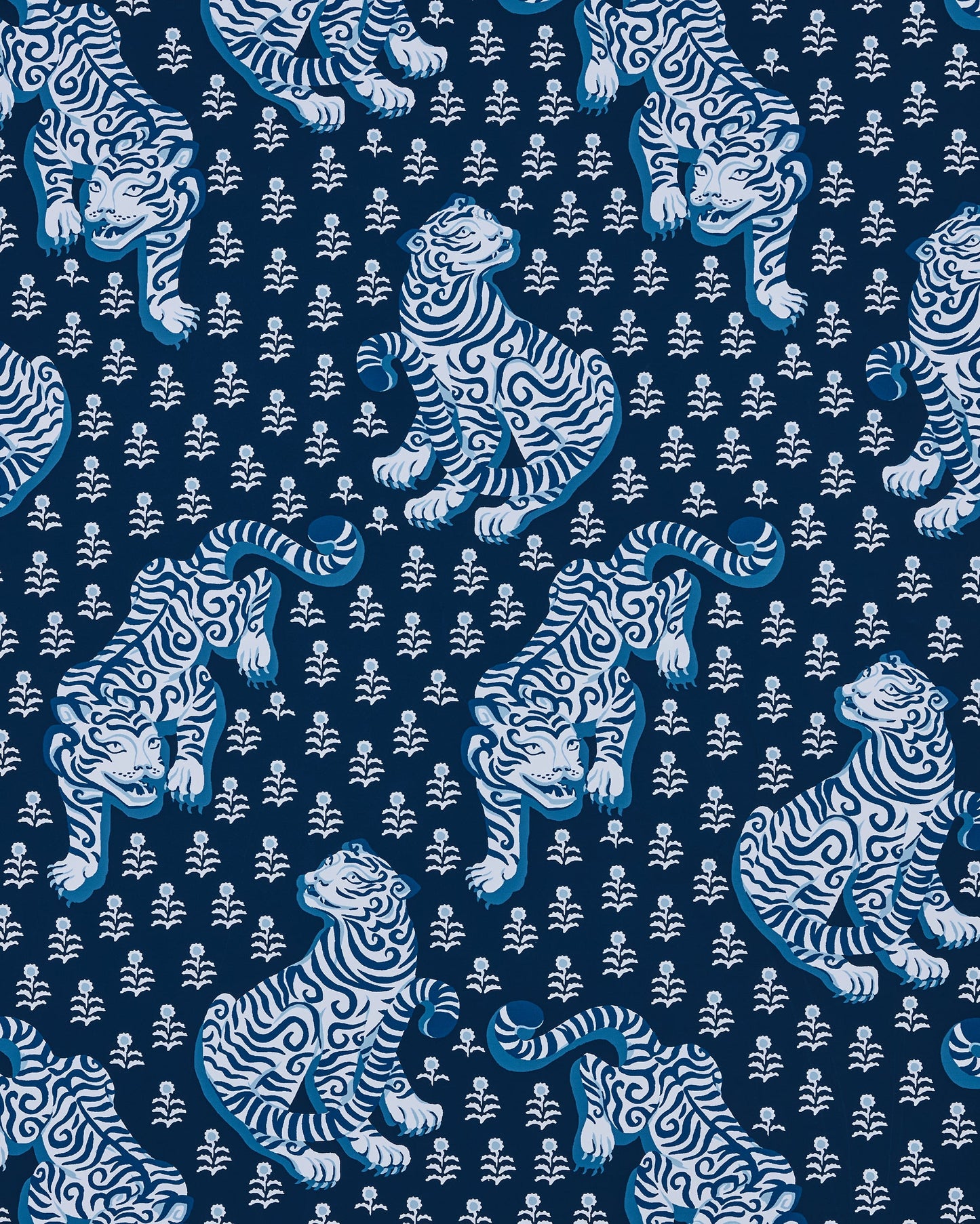 Tiger Queen - Peel & Stick Wallpaper - Navy