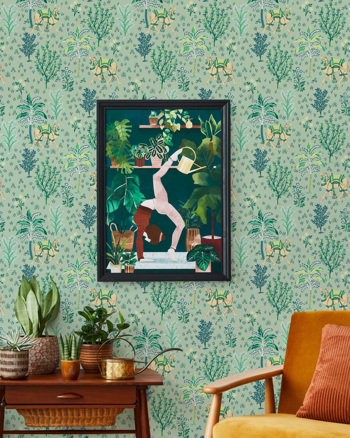 Camel's Courtyard - Peel & Stick Wallpaper - Avocado