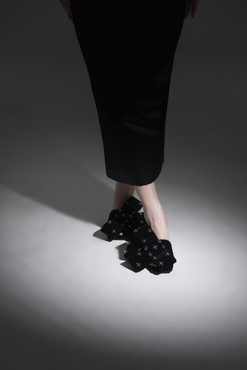 RAINA BLACK BOW HEELS