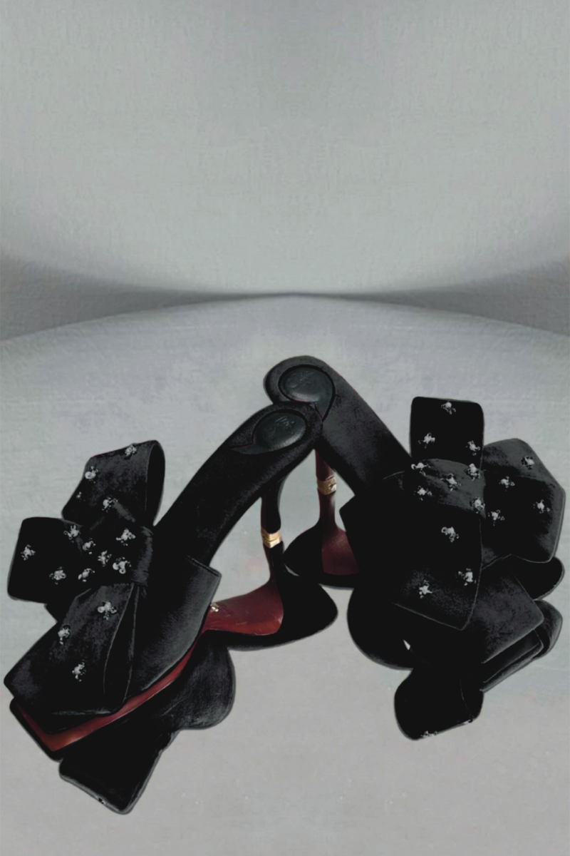 RAINA BLACK BOW HEELS