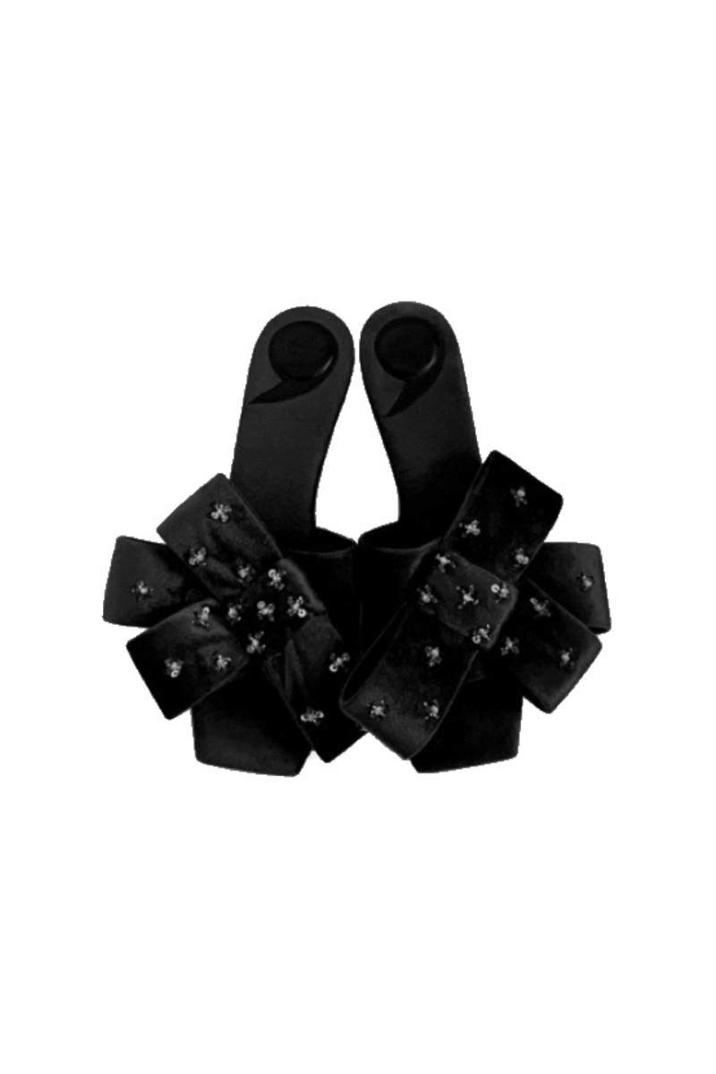RAINA BLACK BOW HEELS