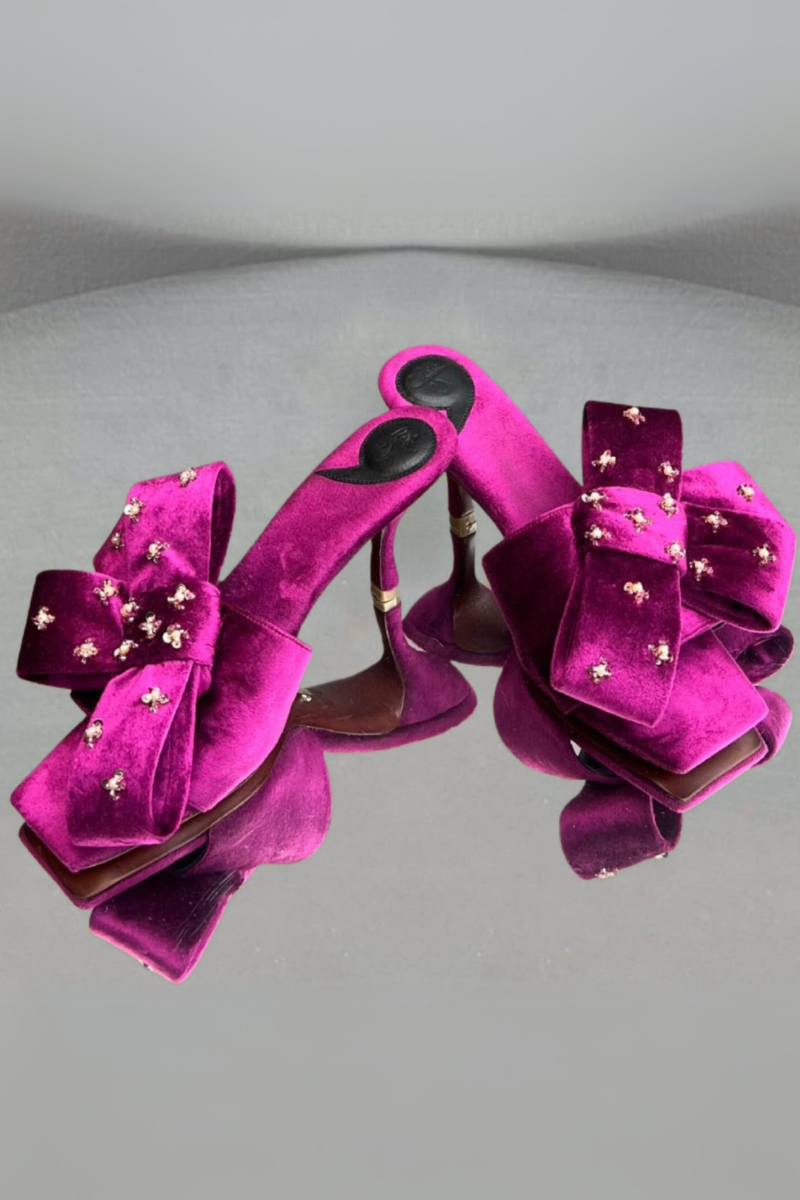 RAINA FUCHSIA BOW HEELS
