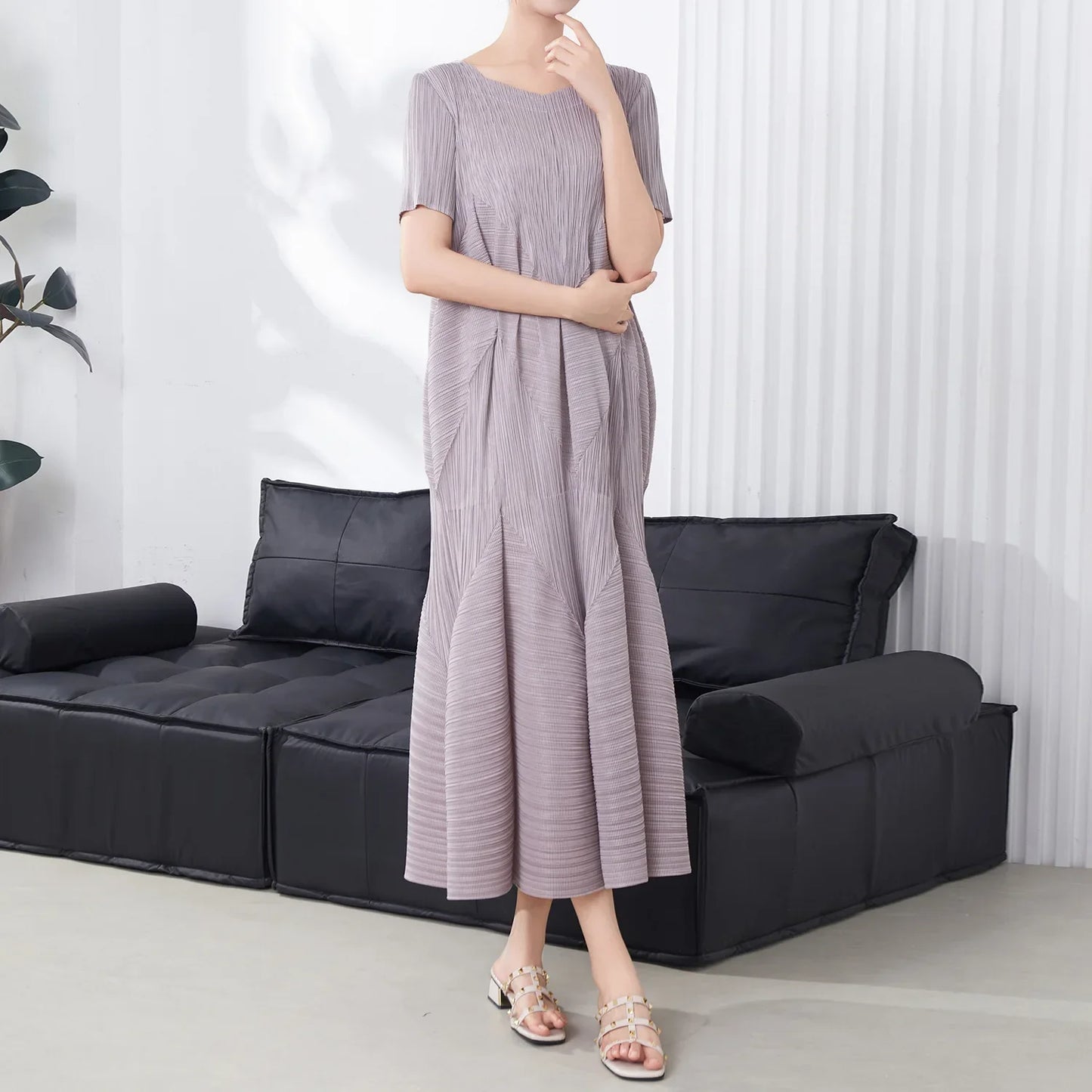Truly Pleated Short Sleeve Dress