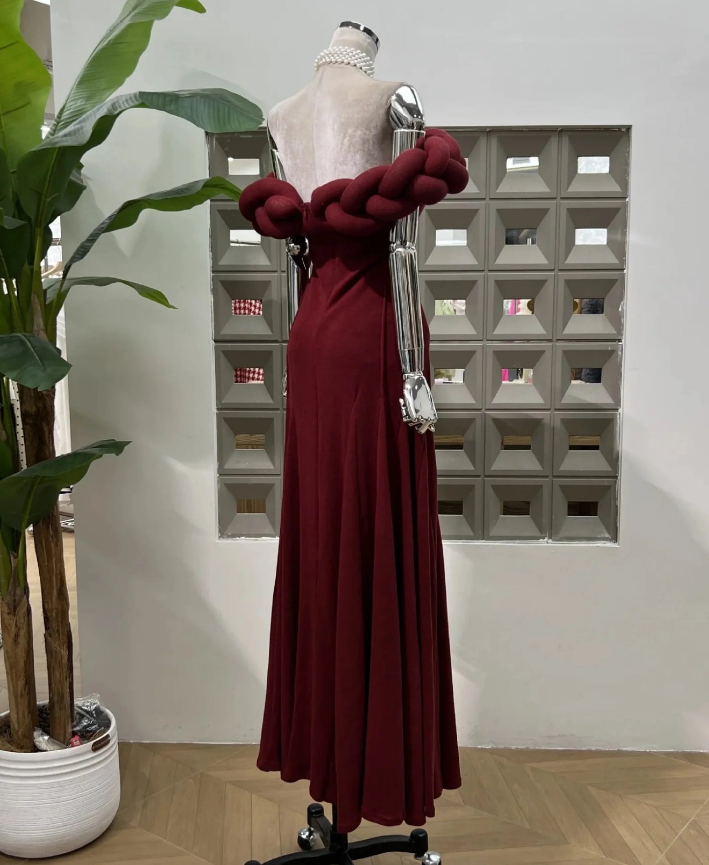 Luxury Braided Off-Shoulder Dress