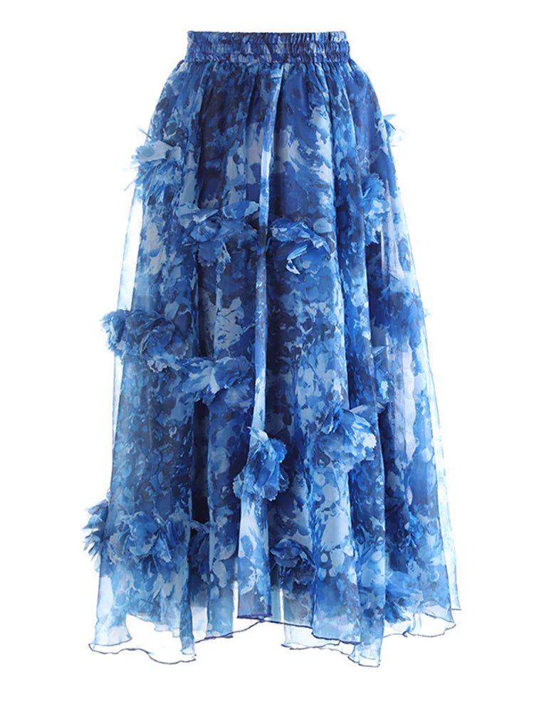 Floral Appliqué Pull-On Skirt