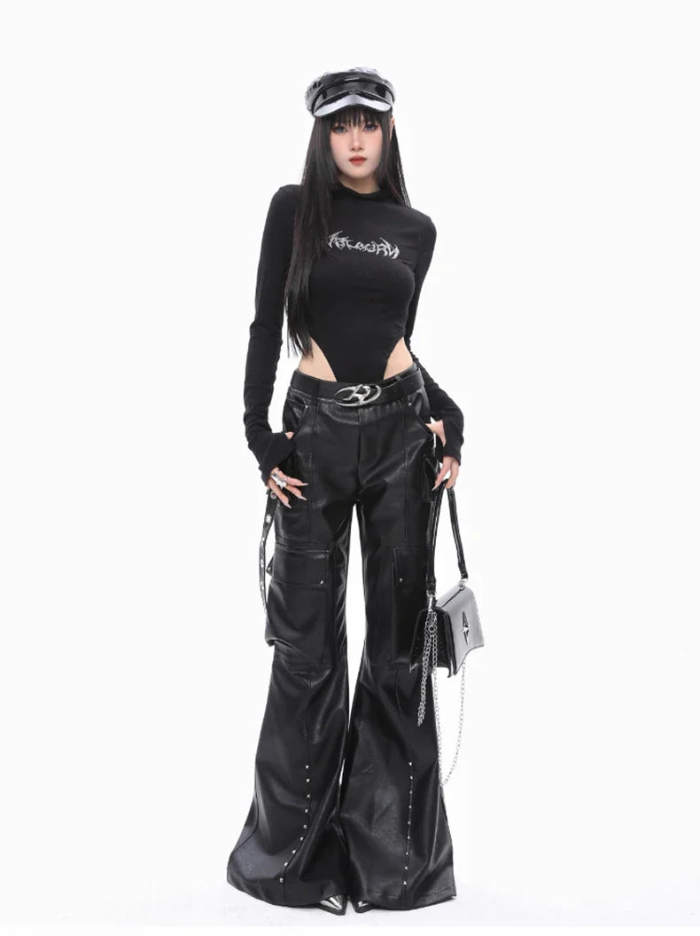 Luxe Vegan Leather Wide-Leg Trousers