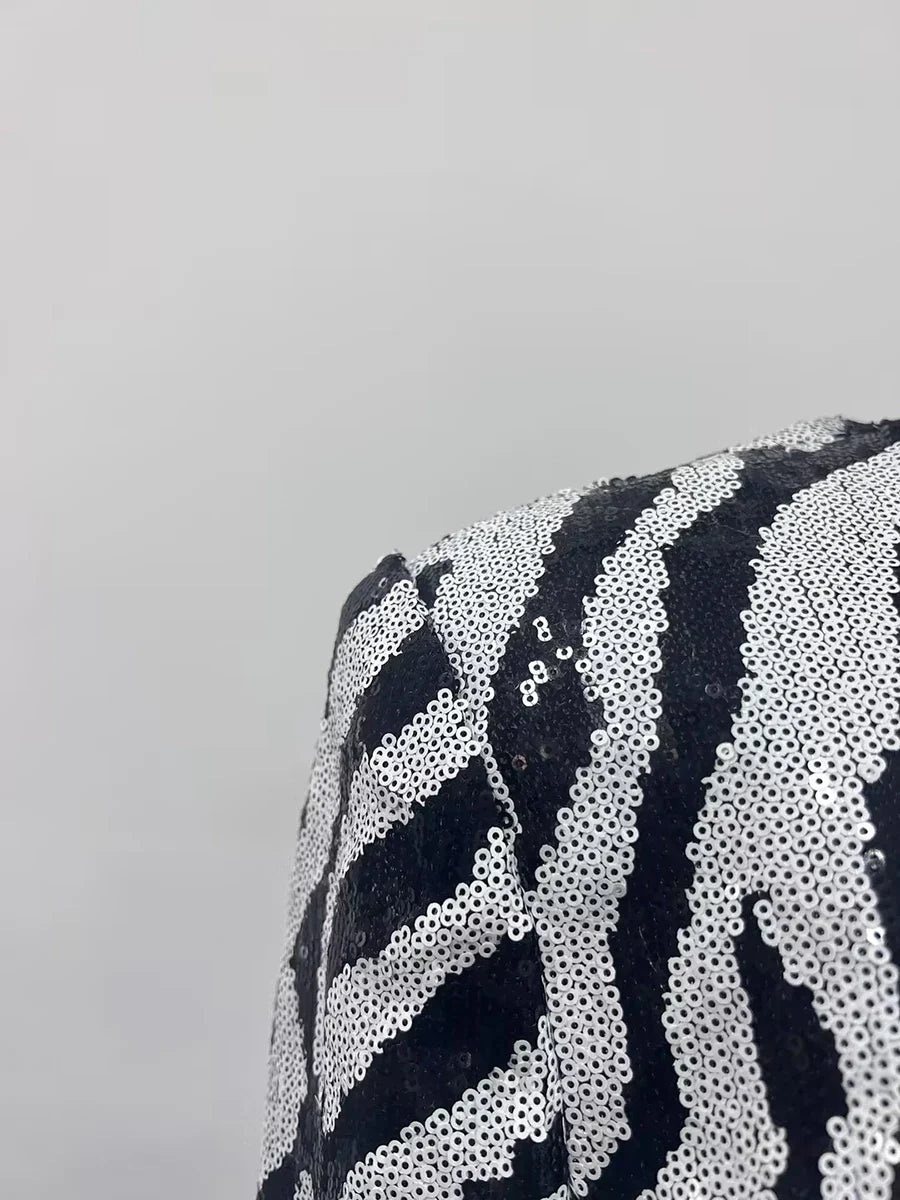 Luxe Zebra Sequin Long Sleeve Mini Dress