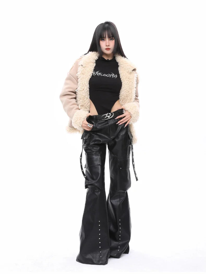 Luxe Vegan Leather Wide-Leg Trousers