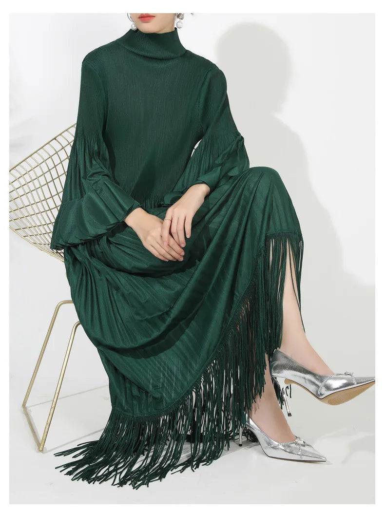 Truly Pleated Oversized Sleeve Midi Dress