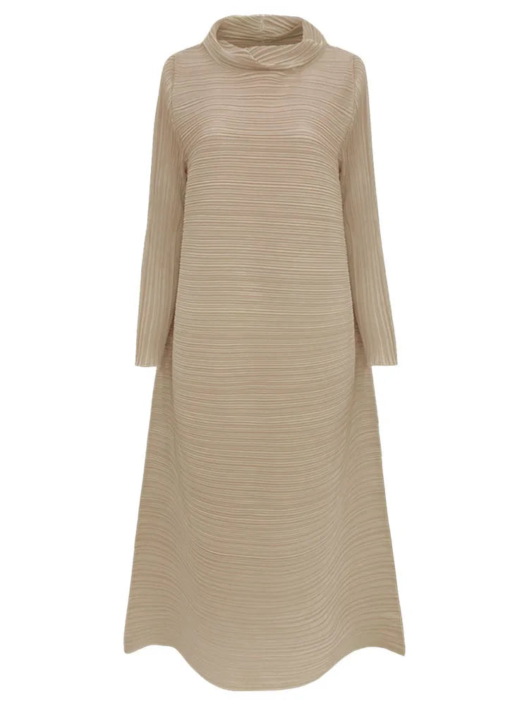 Luxe Pleated Mock Neck Dress