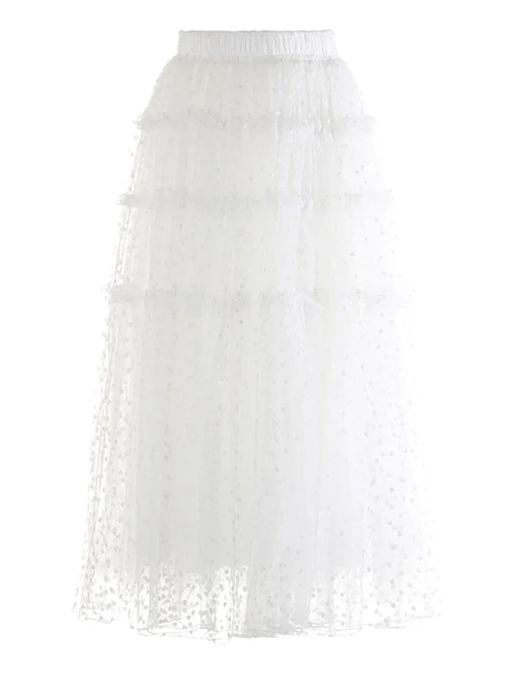 Swiss Dot Romantic Midi Skirt