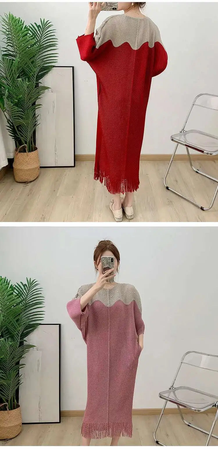 Luxury Plissé Dress with Tassel
