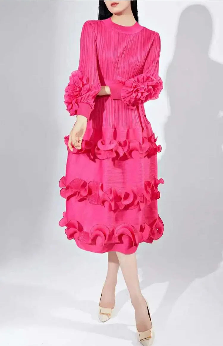Luxury Plissé Pleated Cocktail Dress