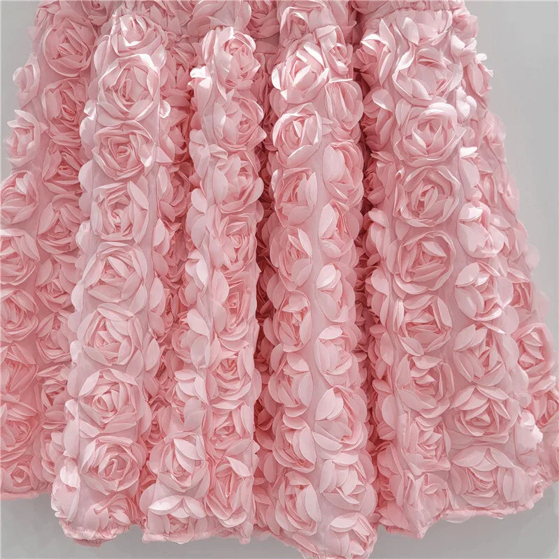 Rose Tulle Romantic Flared Midi Skirt