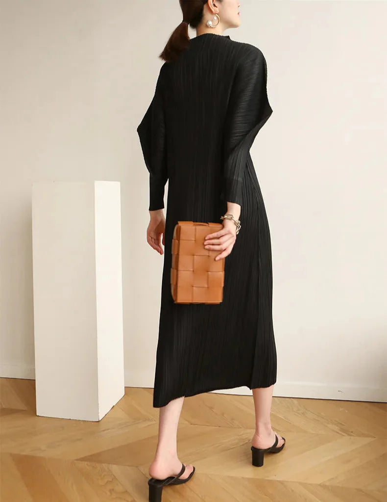 Truly Pleated Batwing Sleeve Dress