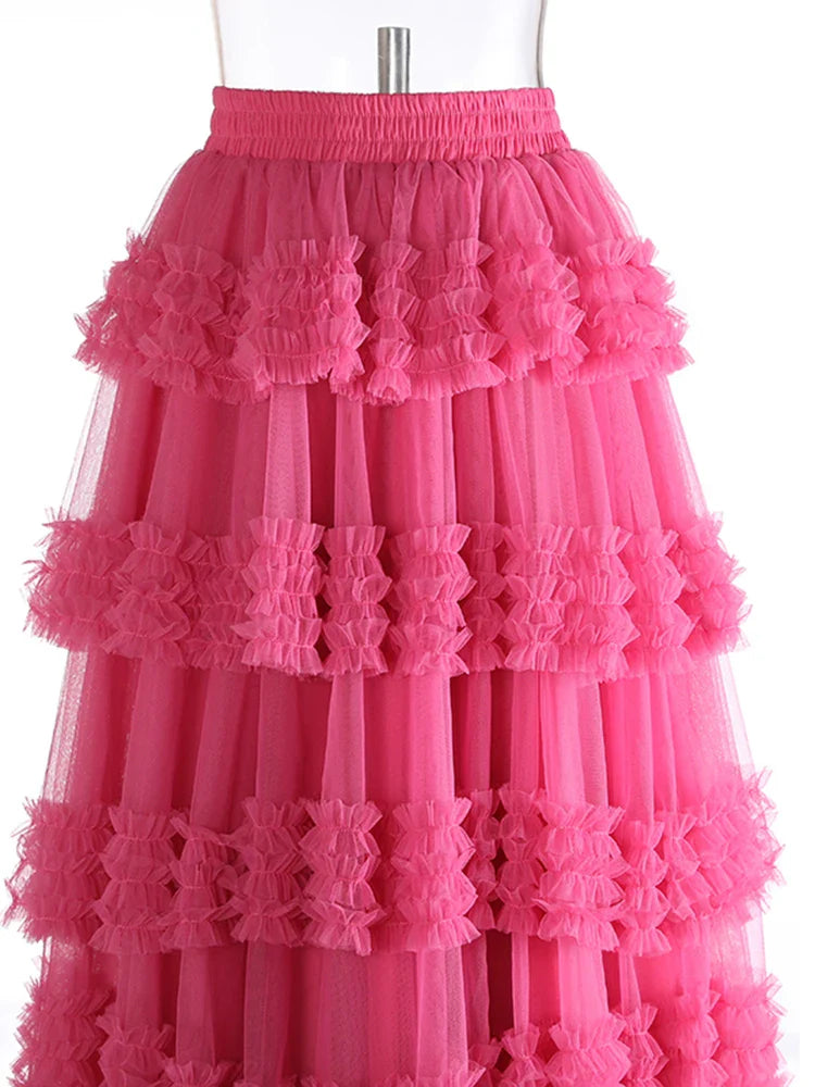 Romantic Ruffles Pull-on Midi Skirt