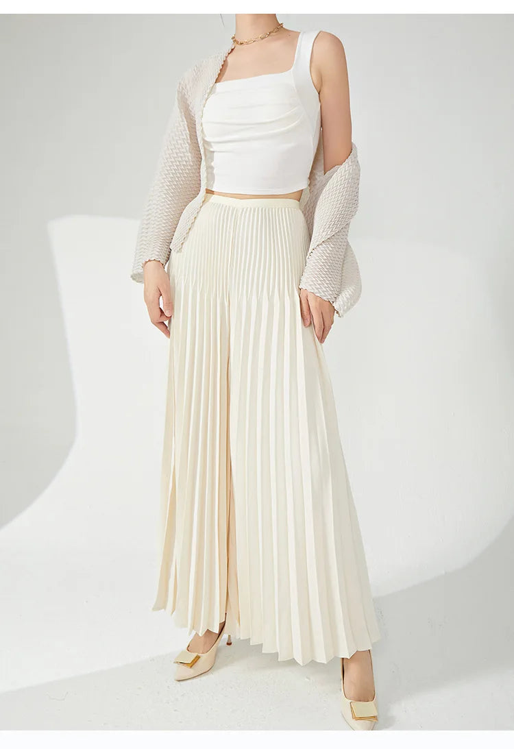 Luxe High-Waisted Plissé Pleated Trousers