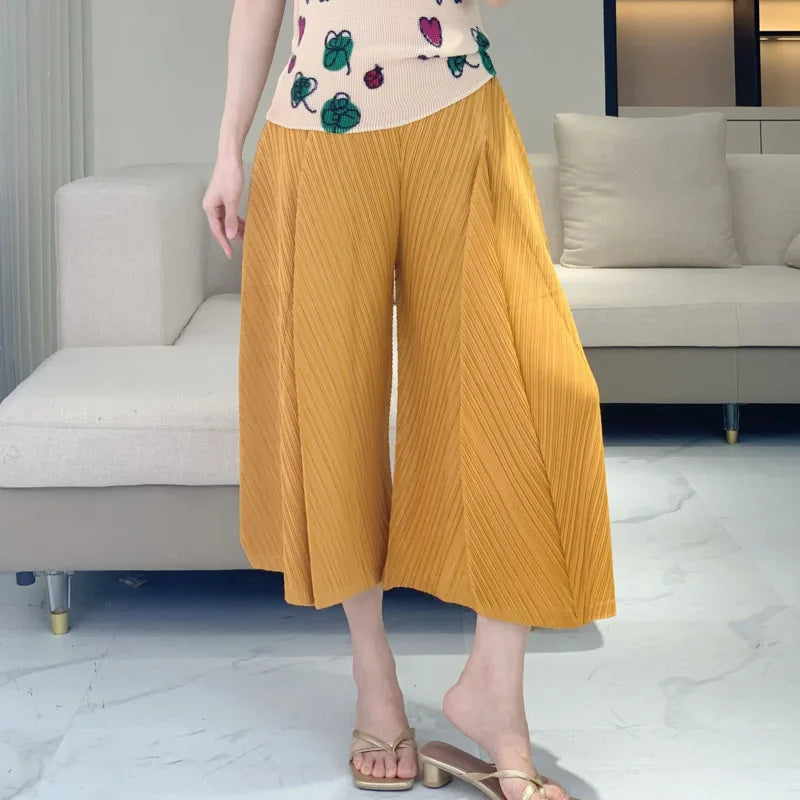 Luxe Plissé Wide Leg Trousers