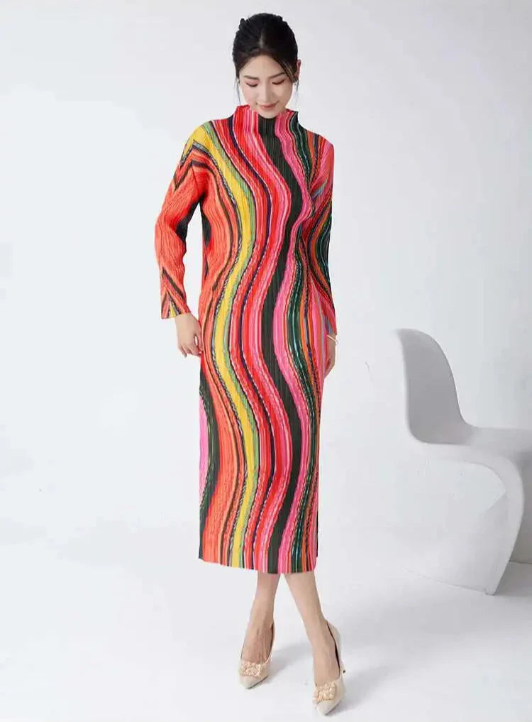 Luxury Plissé Pleated Midi Dress