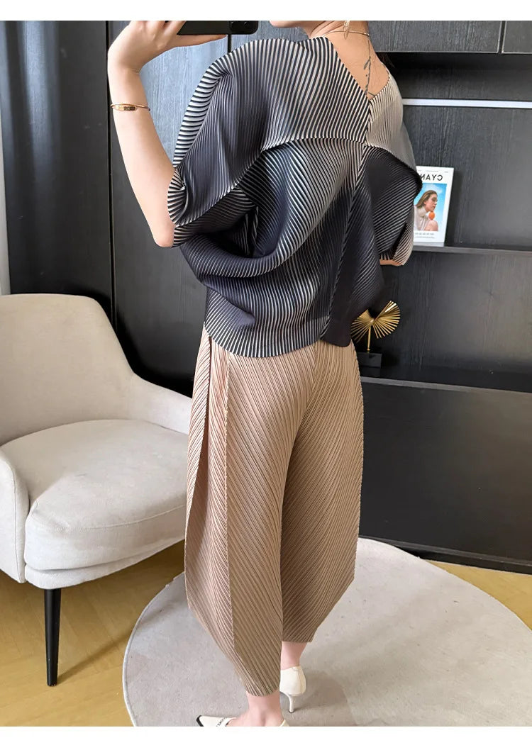 Japanese Pleated Trousers - Pull-On, Modern Cropped