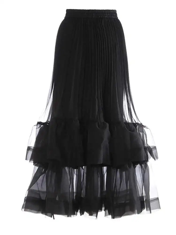 Couture Pleated Tulle Ruffle Skirt