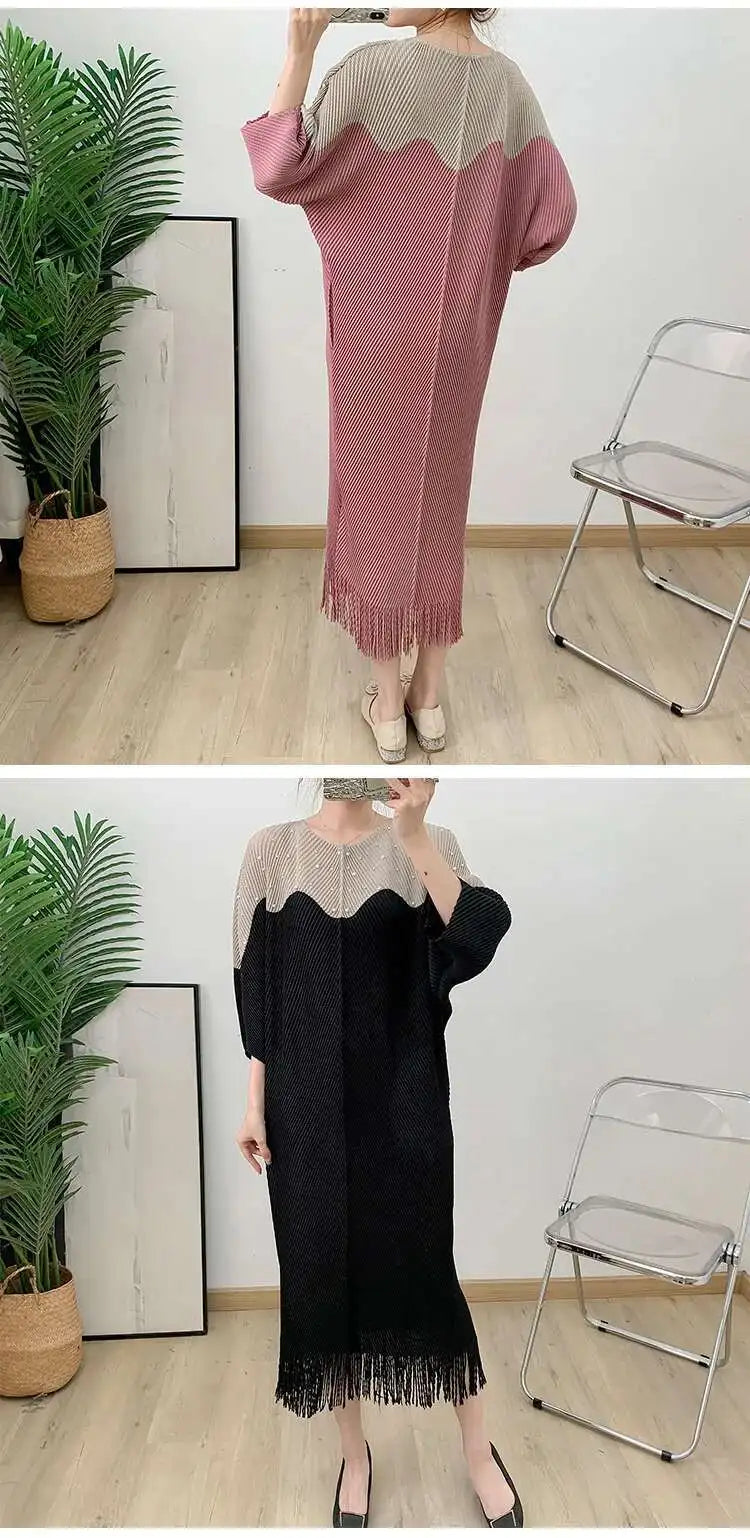 Luxury Plissé Dress with Tassel