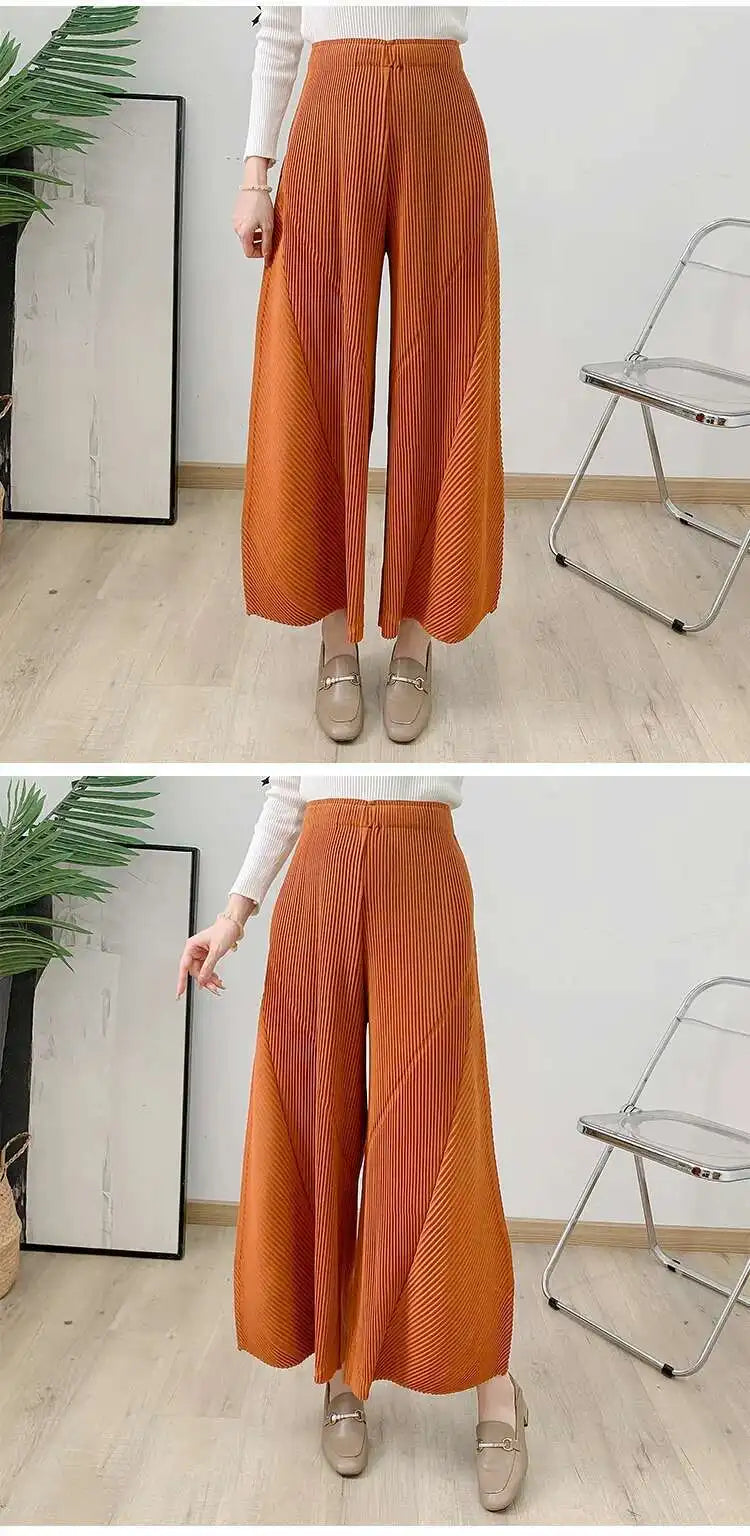 Plissé Pleated Wide-Leg Trousers