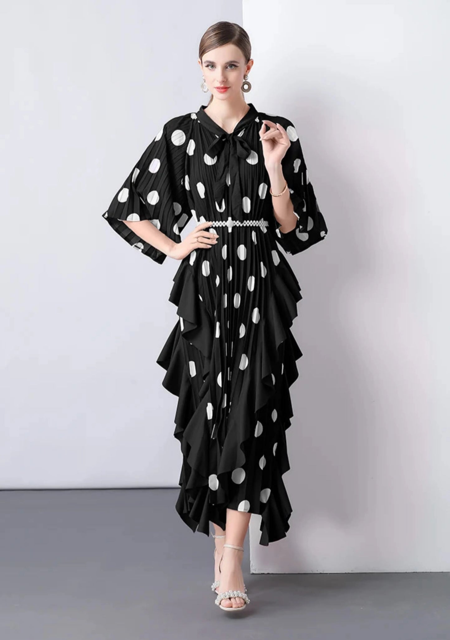 Everyday Plissé Polka Dot Dress