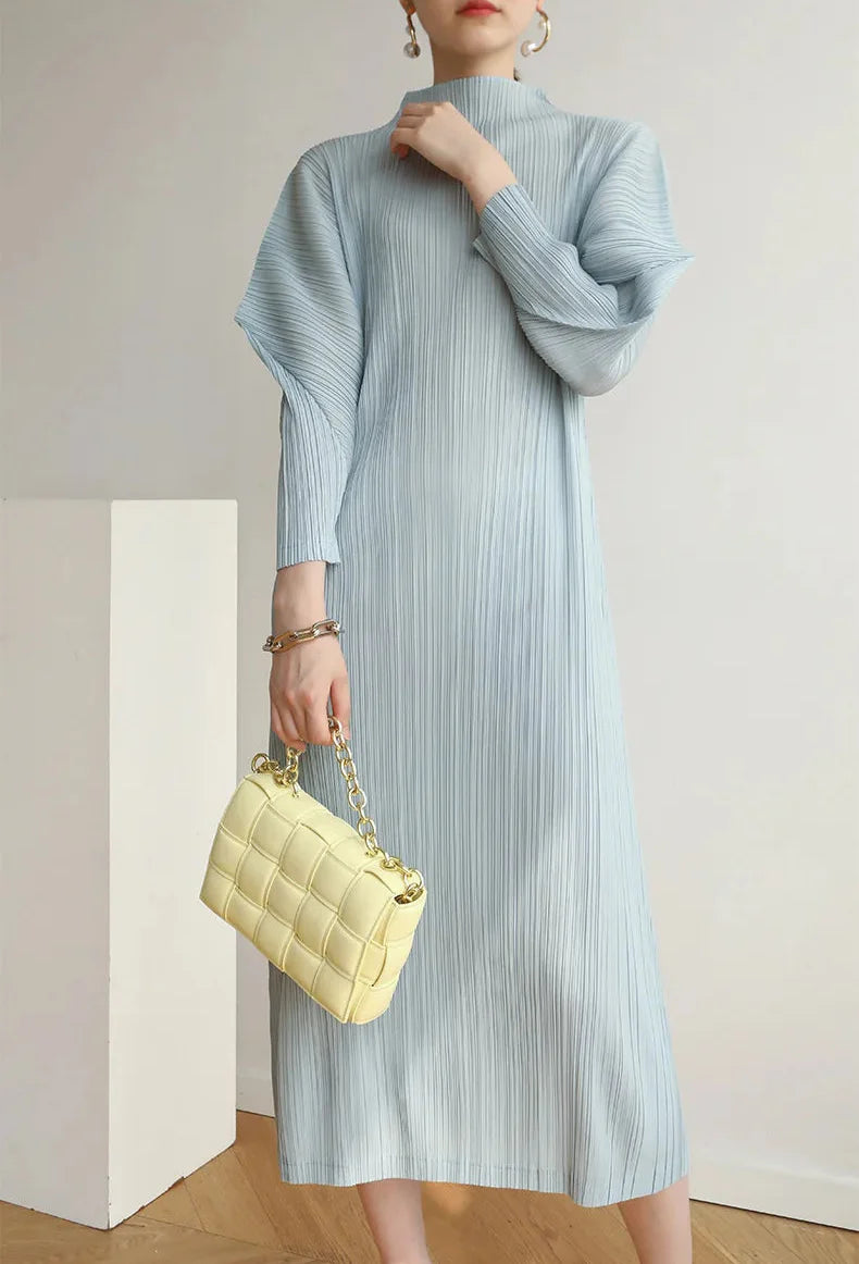 Truly Pleated Batwing Sleeve Dress