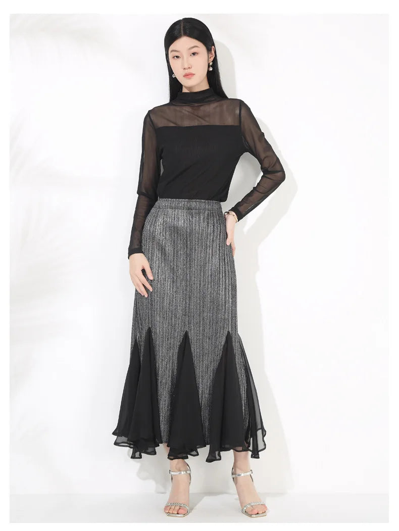Truly Pleated Mermaid Midi Skirt