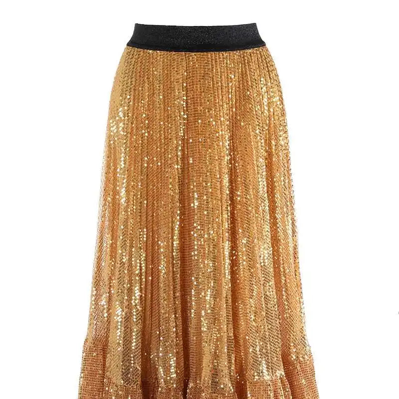 Glimmer Sequin Ruffled Skirt