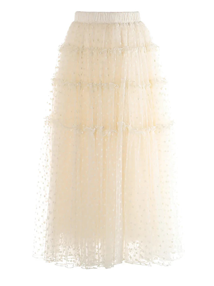 Swiss Dot Romantic Midi Skirt