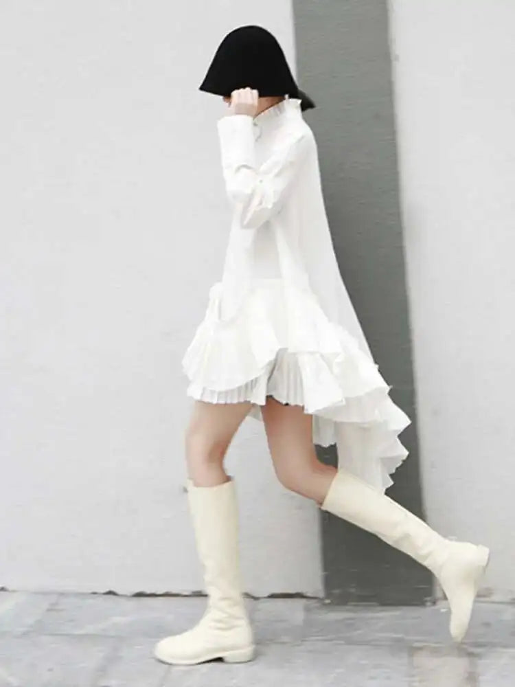 Ruffled High-Neck Blouse Top