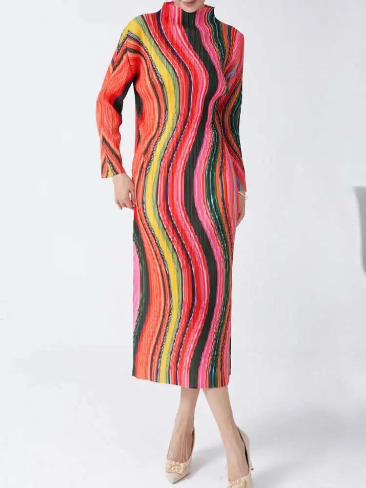 Luxury Plissé Pleated Midi Dress