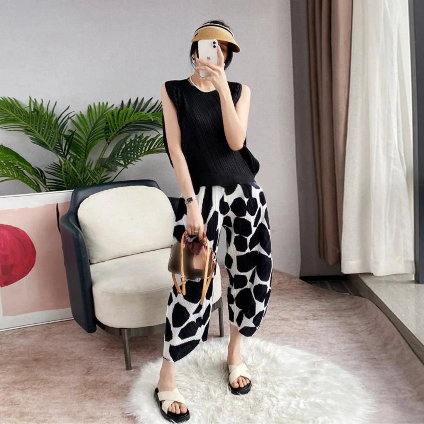 Luxury Avant-Garde Plissé Pants